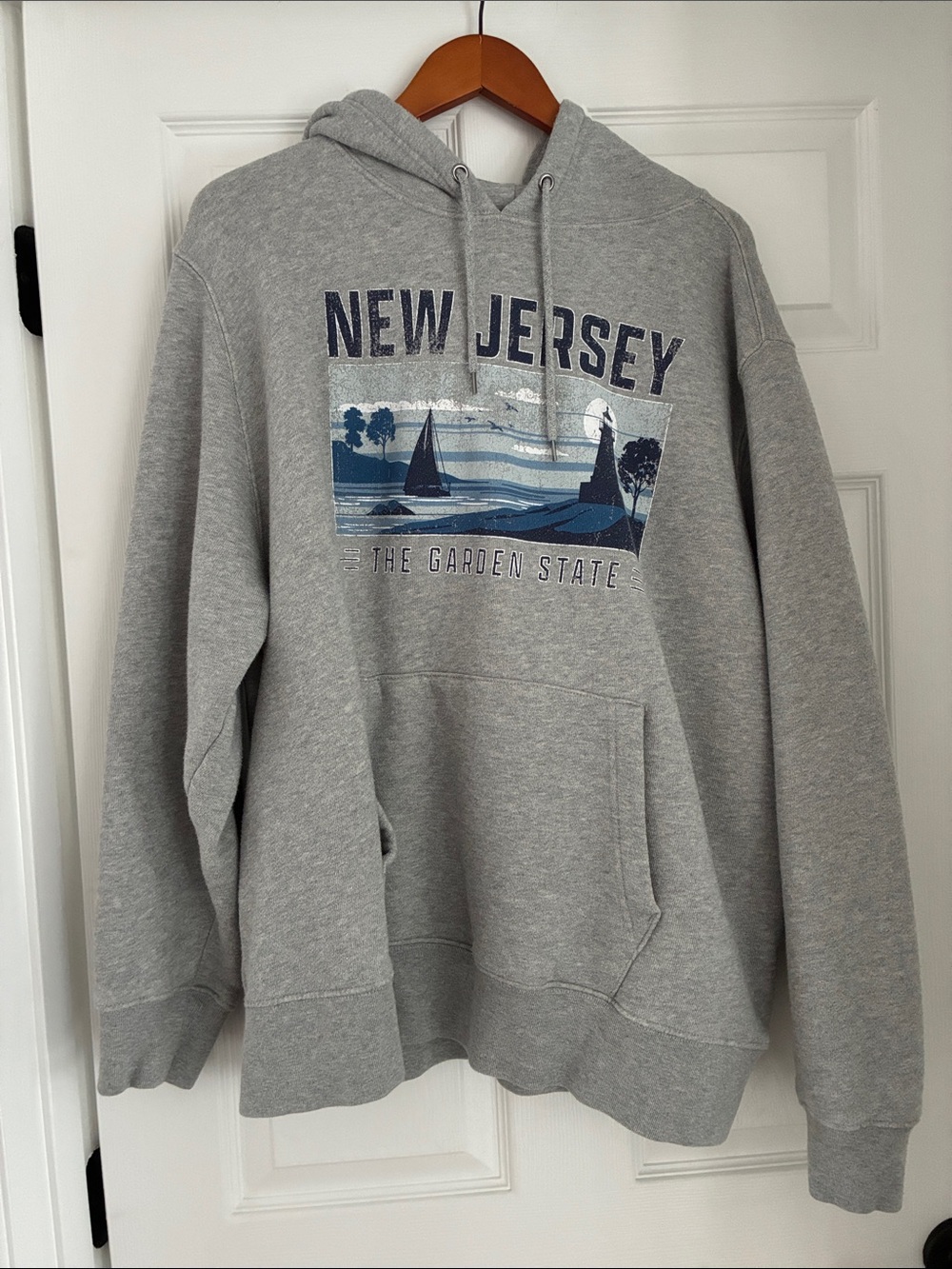 XXL State of Mine Gray New Jersey Graphic Pullover Hoodie